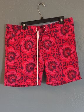 Bonobos Red and Blue Floral Swim Board Shorts